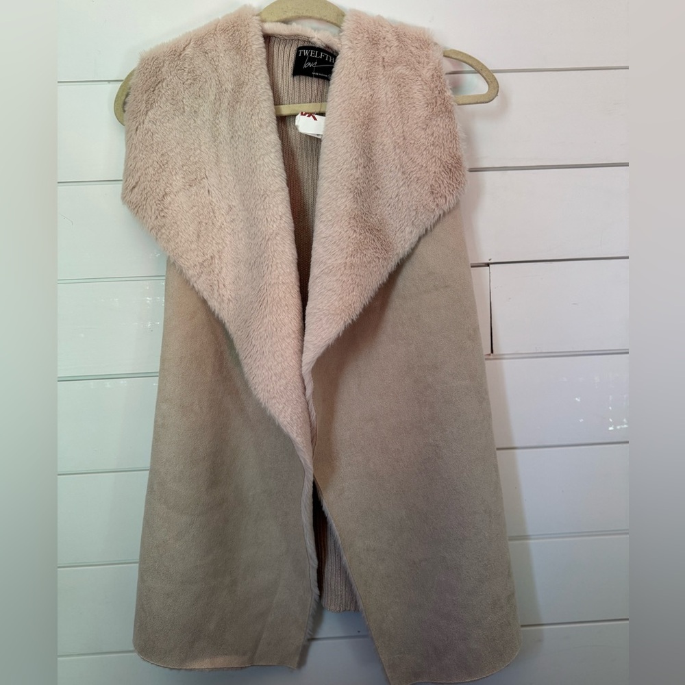 Twelfth Love Tan Faux Fur Vest